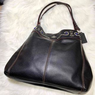 コーチ(COACH)の【美品】COACH コーチ　トートバッグ　チョーク　スタッズ　ペブルドレザー(トートバッグ)