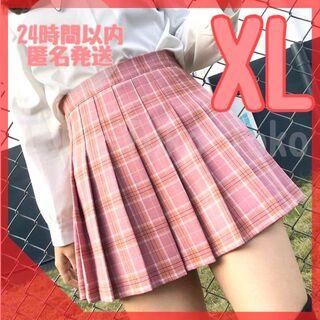 制服風 プリーツスカート ピンク Lサイズ(ミニスカート)