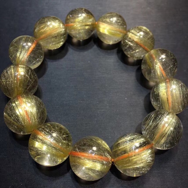 国内発送】 【天然】タイチンルチルクオーツ 17mm ブレスレット