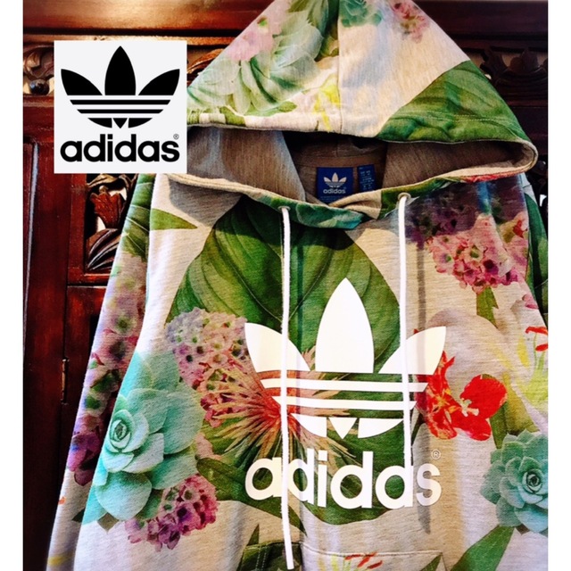 花柄adidasneo ジップアップパーカー ボタニカル 花柄