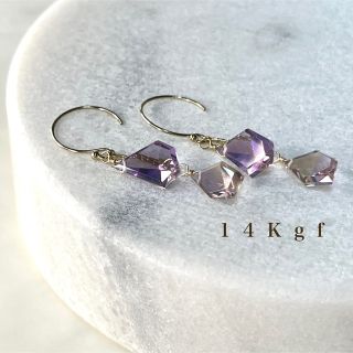 14Kgf／K14gf ラフカットアメトリンピアス No.2／イヤリング(ピアス)