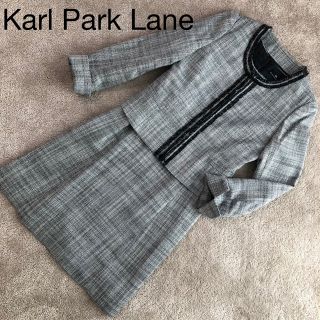 カールパークレーン(KarL Park Lane)の美品！ツイードスーツ　ノーカラージャケット　ワンピース　ハイウェスト　ママスーツ(スーツ)