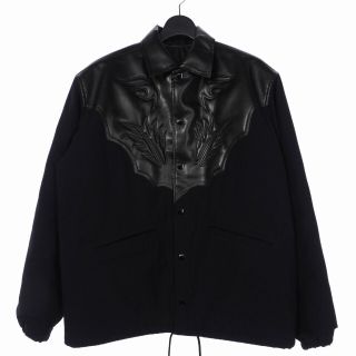 トーガ TOGA 22AW フェイクレザー ストレッチ ブルゾン 46 黒 紺