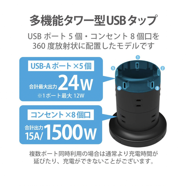 ELECOM(エレコム)のElecom USB&電源タップ スマホ/家電/カメラのPC/タブレット(PC周辺機器)の商品写真