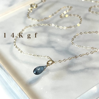 14Kgf／K14gf カイヤナイト一粒ネックレス／天然石一粒ネックレス(ネックレス)
