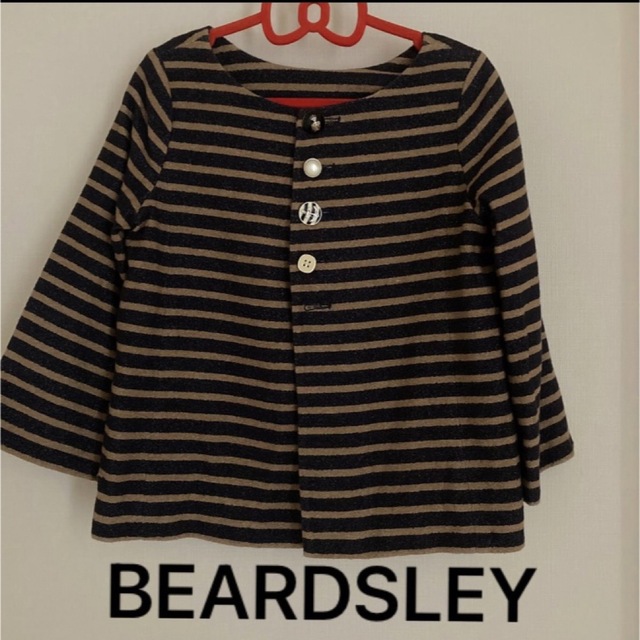 Lisaレディース出品BEARDSLEYボーダー柄ノーカラージャケット　コート　アウター長袖