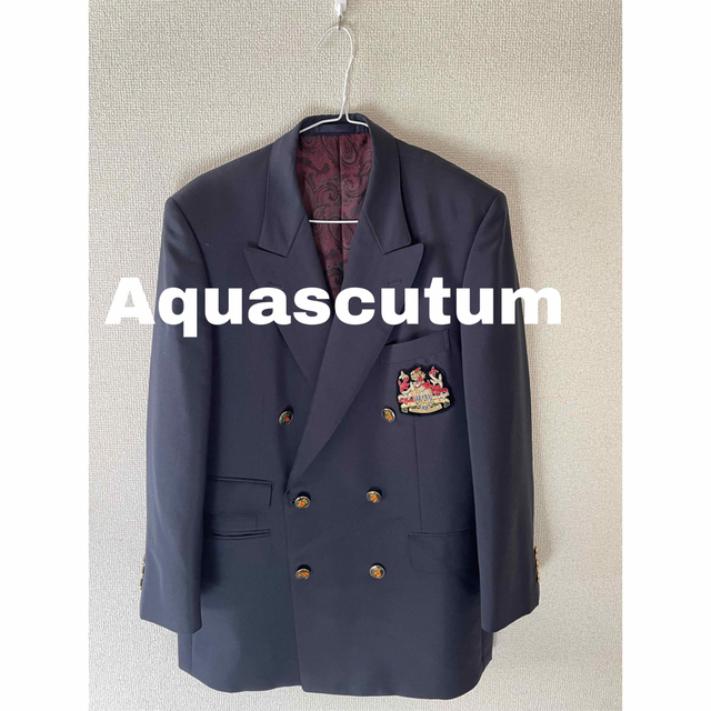 Aquascutum アクアスキュータム　紺ブレ　紺ブレザー　英国エンブレム