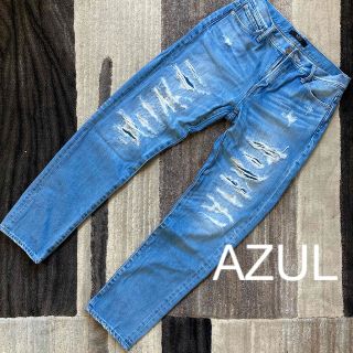 アズールバイマウジー(AZUL by moussy)の【送料無料】AZUL アズール　ダメージデニム　ダメージジーンズ　綿100%(デニム/ジーンズ)