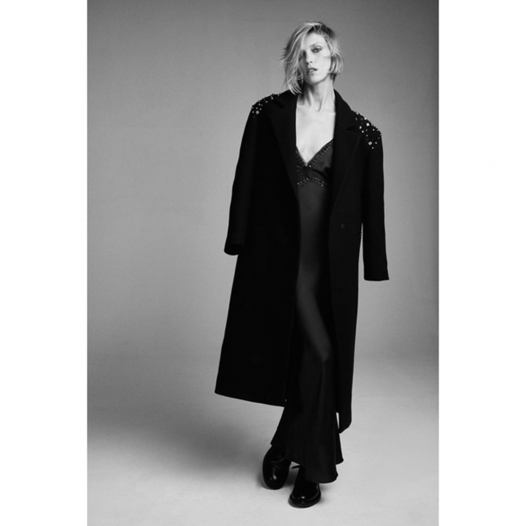 ZARA - ZARA大人気完売品 スタッズウールブレンドコートの通販 by