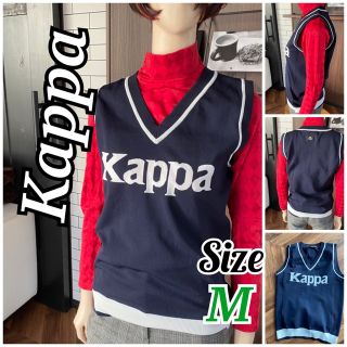 カッパ(Kappa)のKappa 美品！レディースゴルフウェア　軽量ベストレディースMネイビー(ウエア)