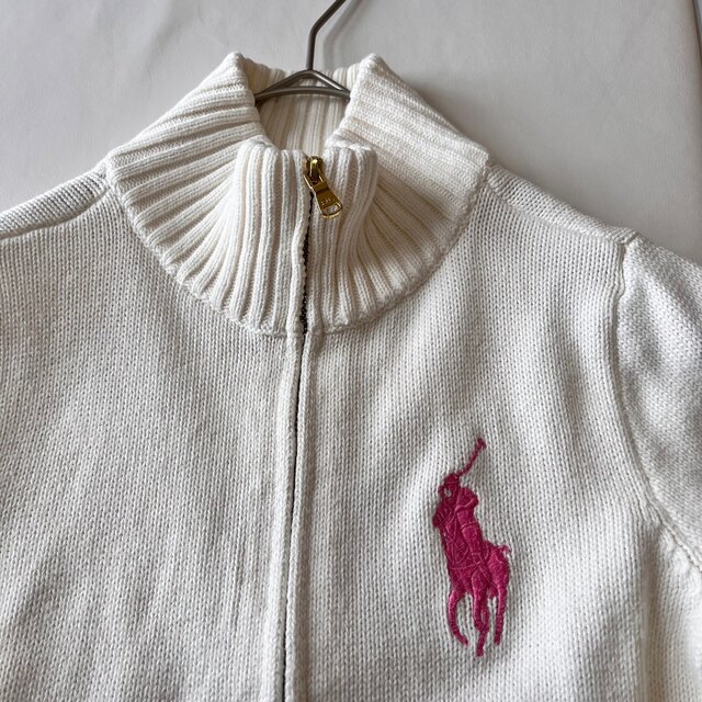 POLO RALPH LAUREN(ポロラルフローレン)の【美品】ポロラルフローレン　ジップアップパーカー　ニット　140 キッズ/ベビー/マタニティのキッズ服女の子用(90cm~)(ジャケット/上着)の商品写真