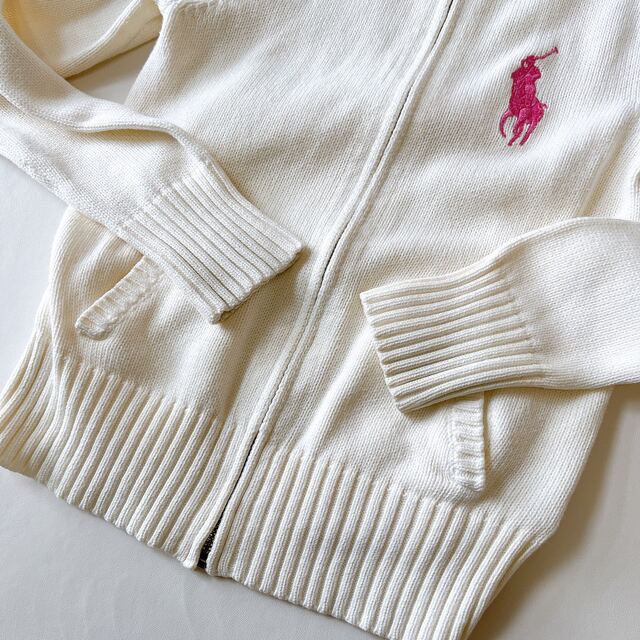 POLO RALPH LAUREN(ポロラルフローレン)の【美品】ポロラルフローレン　ジップアップパーカー　ニット　140 キッズ/ベビー/マタニティのキッズ服女の子用(90cm~)(ジャケット/上着)の商品写真