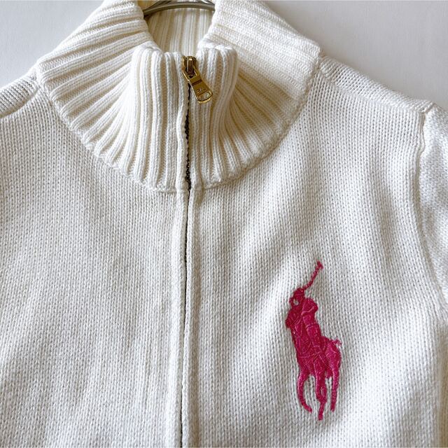 POLO RALPH LAUREN(ポロラルフローレン)の【美品】ポロラルフローレン　ジップアップパーカー　ニット　140 キッズ/ベビー/マタニティのキッズ服女の子用(90cm~)(ジャケット/上着)の商品写真