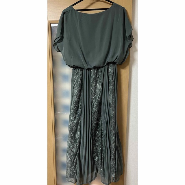 袖無しシフォンレースロングワンピースドレス（Lサイズ） レディースのフォーマル/ドレス(ロングドレス)の商品写真