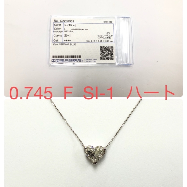 日本未入荷 F 0.745 PT ハート ネックレス SI-1 ネックレス - pann.nl