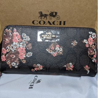 コーチ(COACH)のCOACH  長財布　黒系シグネチャー花柄３(財布)