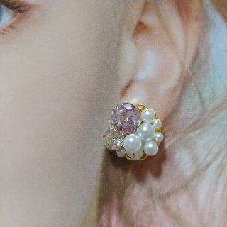 パールビジュー ピアス イヤリング ハンドメイド オリジナルピアス(ピアス)