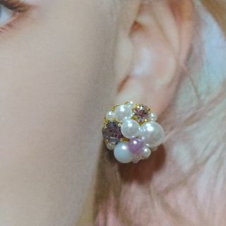 パールビジューピアス イヤリング ハンドメイド オリジナルピアス(ピアス)