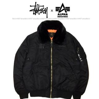 アルファインダストリーズ(ALPHA INDUSTRIES)の美品 Mサイズ Stussy ALPHA B-15 WORLD WIDE JKT(フライトジャケット)