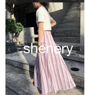 ラウンジドレス(Loungedress)のshenery 切替ストライプフレアマキシスカート36(ロングスカート)