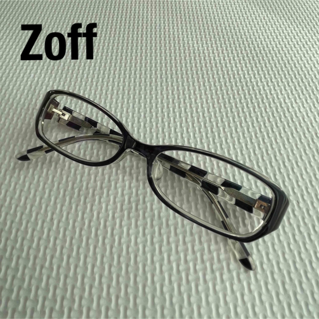 Zoff(ゾフ)の【Zoff】メガネフレーム　黒　市松模様 レディースのファッション小物(サングラス/メガネ)の商品写真