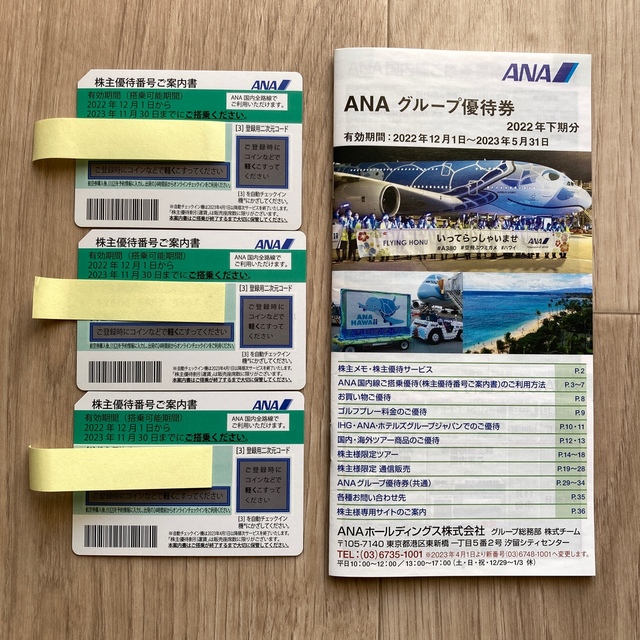 株主優待券 ANA グループ 3枚（1枚、1冊から可能） 新しい季節 3960円