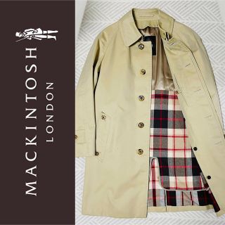 マッキントッシュ(MACKINTOSH)の美品　マッキントッシュロンドン　ステンカラーコート　ベージュ　ハウスチェック　S(ステンカラーコート)