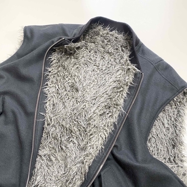 URU WOOL PONCH ZIP UP VEST CHARCOAL 22FW 2