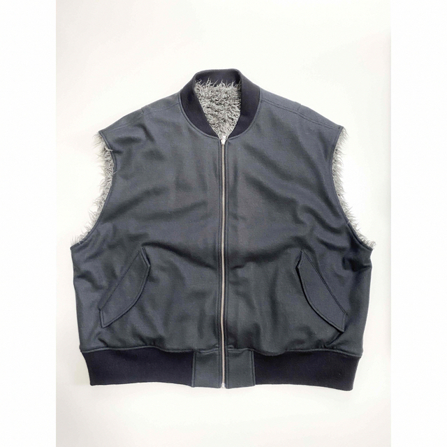 COLORCHARCOALURU WOOL PONCH ZIP UP VEST CHARCOAL 22FW