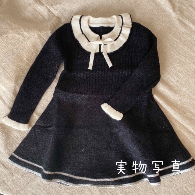 ♡ ニット ワンピース♡ 110 ブラック おしゃれ 可愛い フォーマル 女の子 キッズ/ベビー/マタニティのキッズ服女の子用(90cm~)(ワンピース)の商品写真