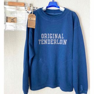 TENDERLOIN テンダーロイン 22SS MOSS STITCH SWEAT モスステッチ ロゴプリント スウェット トレーナー ブルー系 M