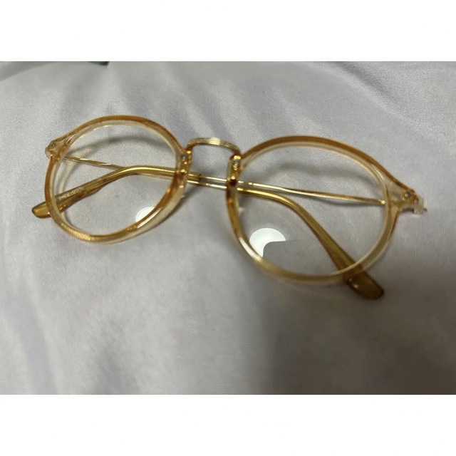イエロー UVカット ブルーライトカット眼鏡 イエベ 黄色 紫外線カット レディースのファッション小物(サングラス/メガネ)の商品写真