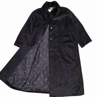 バルマン(BALMAIN)のバルマン 美品 アンゴラ×シルク ロングコート ジャケット ファー ロゴ 9(ロングコート)