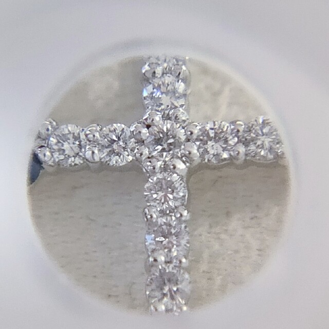 ダイヤモンド×サファイア クロス ネックレス K18WG 0.36ct 4.4g-