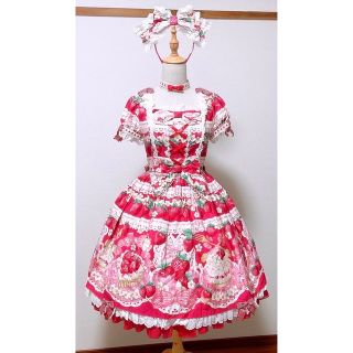 アンジェリックプリティー(Angelic Pretty)のStrawberry whip  3点セット(ひざ丈ワンピース)