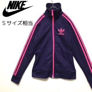 adidas トラックジャケット ピンク ネイビーブルー デサント製-