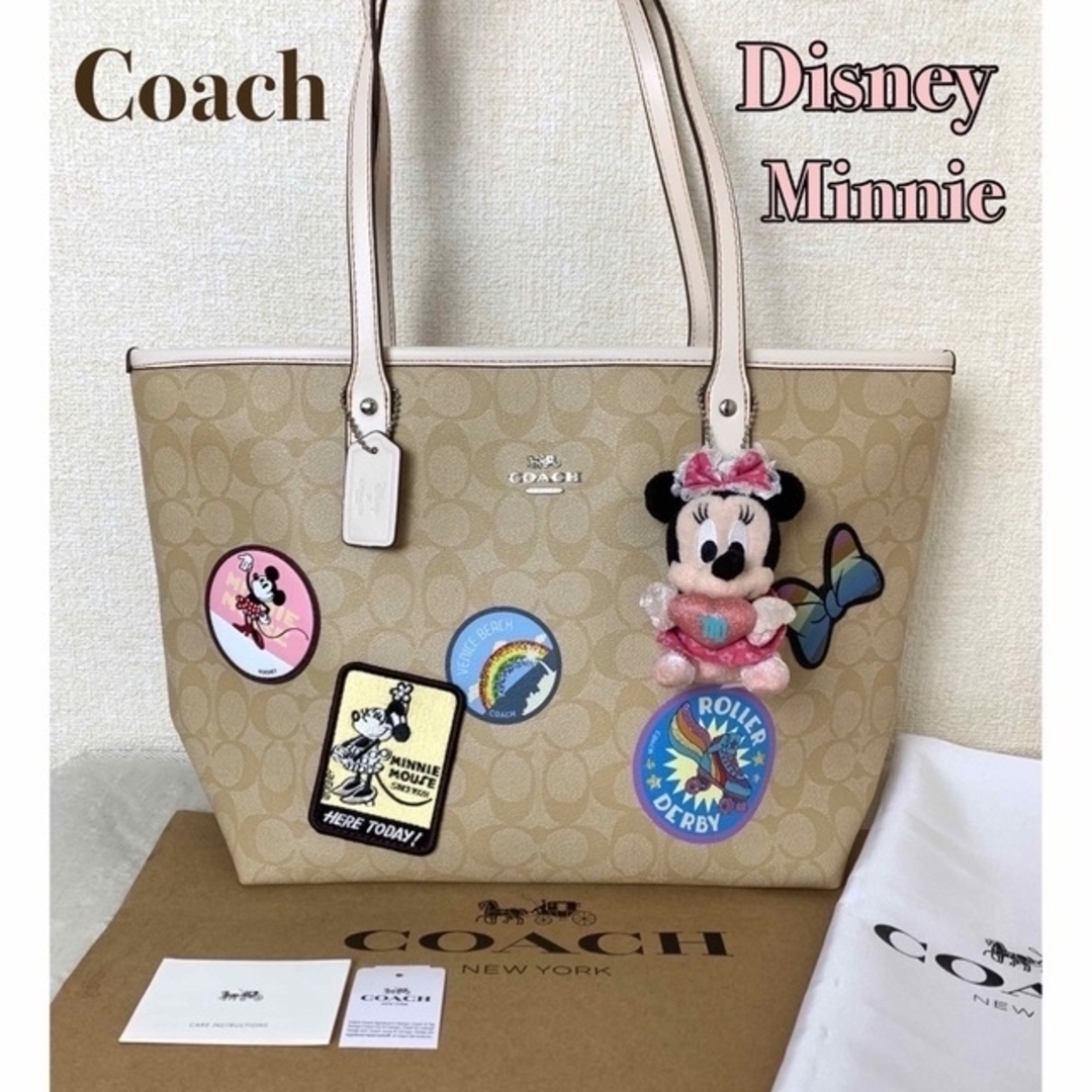 COACH×Disneyコラボ限定✨Minnieちゃーむ付❤︎トートバッグ 】 く日