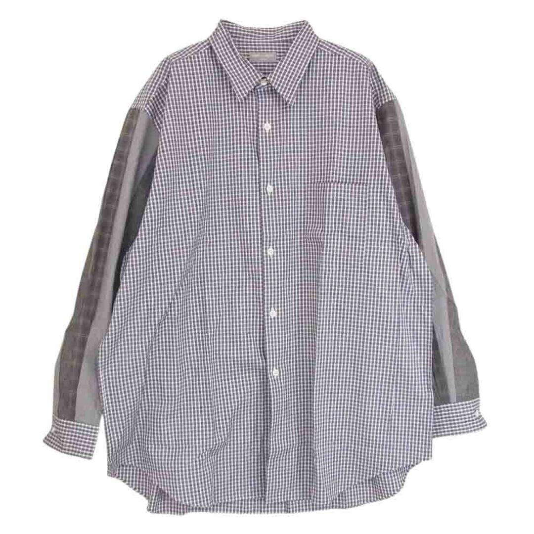 COMME des GARCONS HOMME コムデギャルソンオム HB-020310 AD1995 ヴィンテージ パッチワーク 袖切替 チェック 長袖 シャツ ブルー系 サイズ表記無【美品】