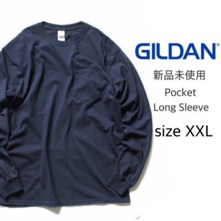 ギルタン(GILDAN)の【ギルダン】新品未使用 ウルトラコットン 無地 ポケット付ロンT 紺 XXL(Tシャツ/カットソー(七分/長袖))