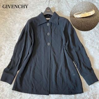 ジバンシィ(GIVENCHY)のジバンシィ　シャツジャケット　ブラック　ロゴボタン　長袖　オープンカラー(シャツ/ブラウス(長袖/七分))