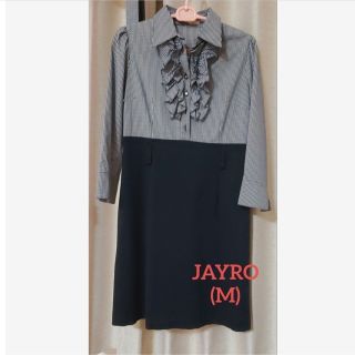 ジャイロ(JAYRO)のJAYRO♡フリルブラウス ドッキングワンピース(紺×グレー・ギンガム)M(ひざ丈ワンピース)