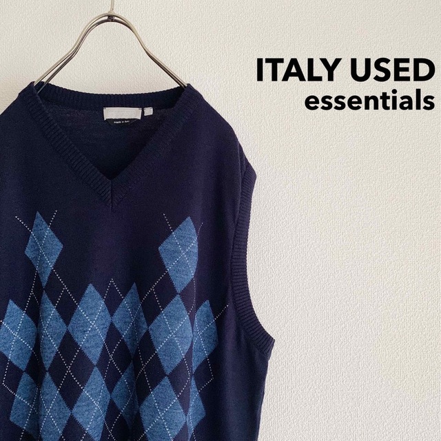 英国製 “essentials” Wool Knit Vest / アーガイル柄
