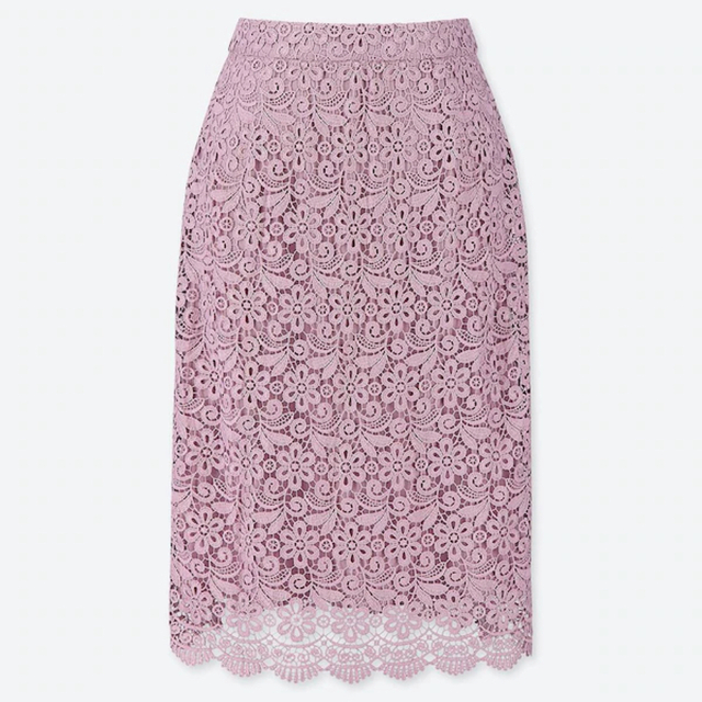 UNIQLO(ユニクロ)のUNIQLレーススカート ピンク パープル お上品スタイル 清楚系 オフィス レディースのスカート(ひざ丈スカート)の商品写真