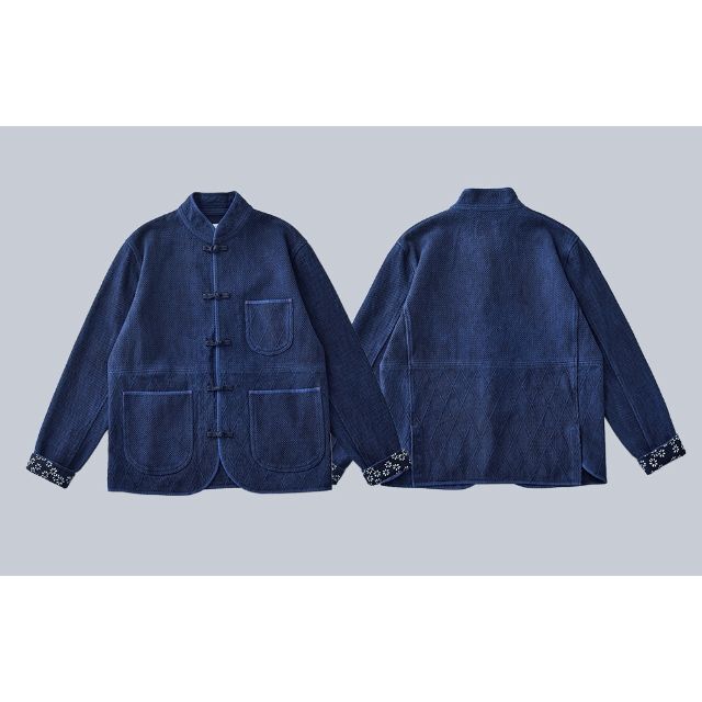 新品! 剣道着 刺し子 チャイナ ジャケット M インディゴ KENDO 刺子