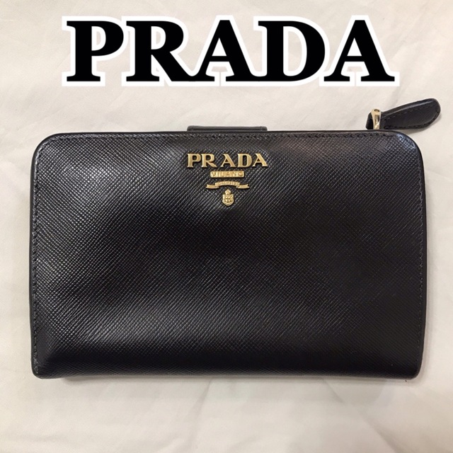 PRADA　プラダ　ホック式折り財布　サフィアーノ　1ML225 ブラック | フリマアプリ ラクマ
