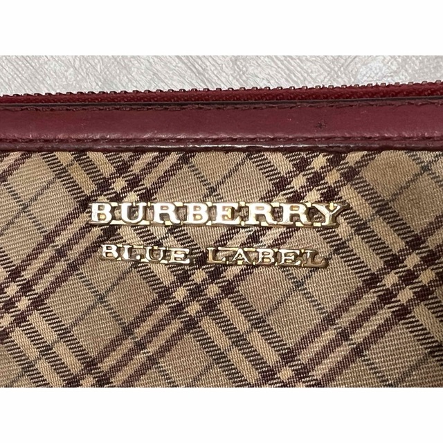 BURBERRY BLACK LABEL(バーバリーブラックレーベル)のBurberry バーバリー 財布 キャンパス レザー レッド×ベージュ レディースのファッション小物(財布)の商品写真