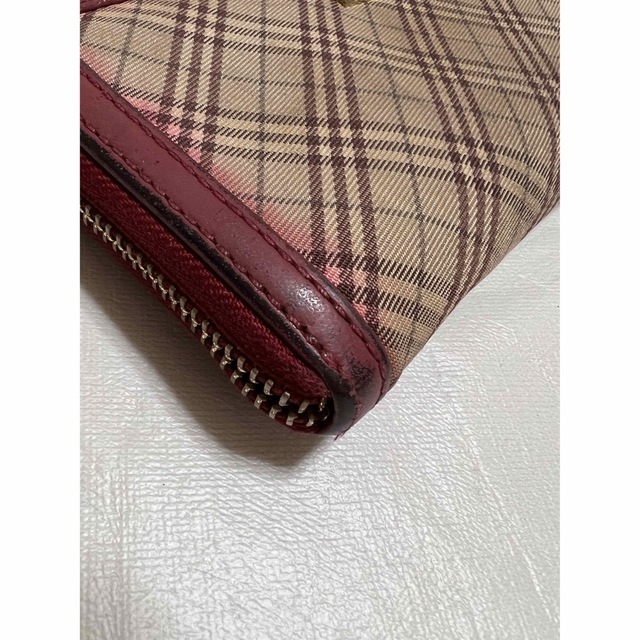 BURBERRY BLACK LABEL(バーバリーブラックレーベル)のBurberry バーバリー 財布 キャンパス レザー レッド×ベージュ レディースのファッション小物(財布)の商品写真