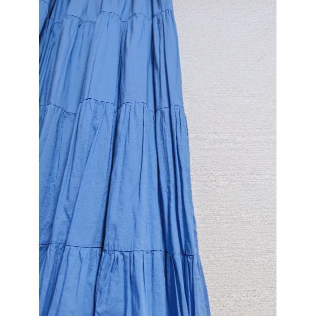 【大幅お値下げ】ブルー　ティアードスカート レディースのスカート(ロングスカート)の商品写真