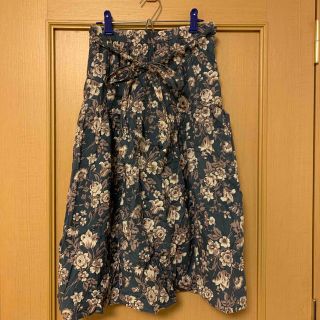 切り替えスカート　フレアスカート　花柄　レトロ　アンティーク　ヴィンテージ手作り(ひざ丈スカート)