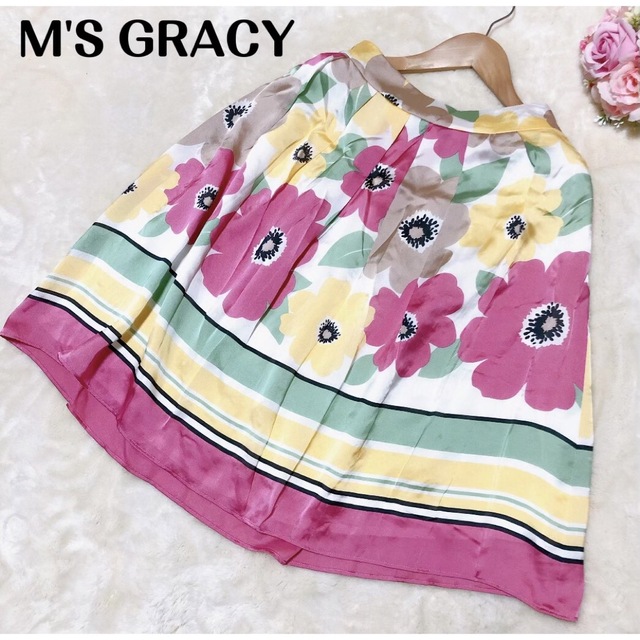 美品♡M'S GRACYエムズグレイシー スカート フラワーモチーフ 花柄 38